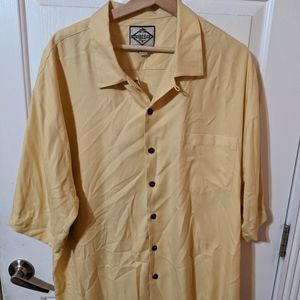 Three Palm 100% Silk Sz XXL Button-Down Shirt 100% Silk Herringbone New